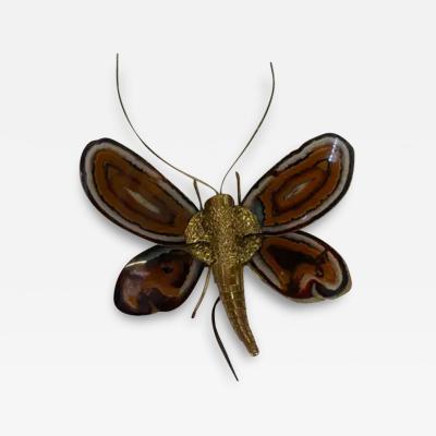 Jacques Duval Brasseur 1970 Butterfly Wall Lamp in Bronze Duval Brasseur Or Isabelle Faure 28 X H 35