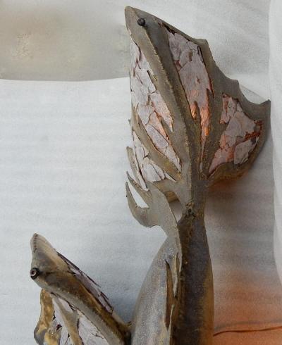 Jacques Duval Brasseur 1970 Eluminating Brass Fish Coffee Table with Mika Violet Style Duval Brasseur