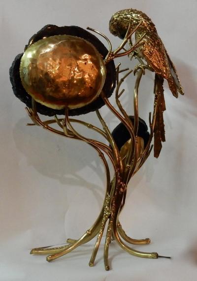 Jacques Duval Brasseur 1970 Enlightening Clock with Parrot Fernandez or Duval Brasseur for Honore