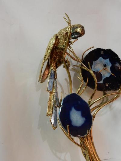 Jacques Duval Brasseur 1970 Enlightening Clock with Parrot Fernandez or Duval Brasseur for Honore