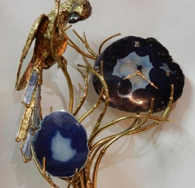 Jacques Duval Brasseur 1970 Enlightening Clock with Parrot Fernandez or Duval Brasseur for Honore