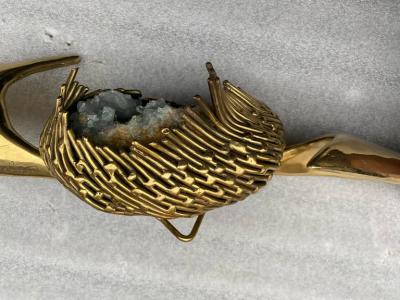 Jacques Duval Brasseur 1970 Geode and Gilt Bronze Wall Sculpture Signed Jacques Duval Brasseur