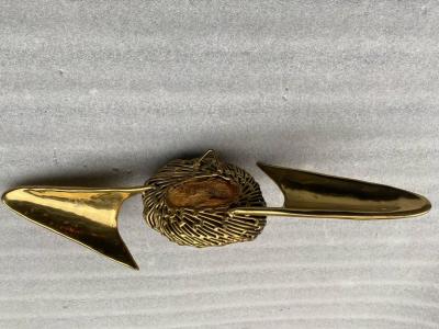 Jacques Duval Brasseur 1970 Geode and Gilt Bronze Wall Sculpture Signed Jacques Duval Brasseur