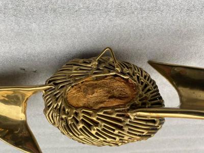 Jacques Duval Brasseur 1970 Geode and Gilt Bronze Wall Sculpture Signed Jacques Duval Brasseur