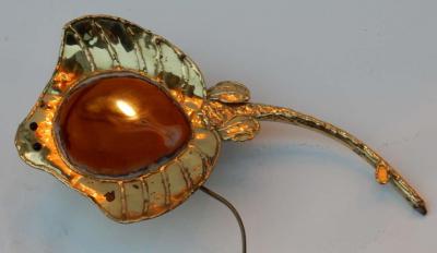 Jacques Duval Brasseur 1970 Gilded Bronze Wall Lamp Ray Fish in the Style Duval Brasseur Enlightening