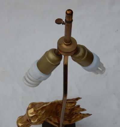 Jacques Duval Brasseur 1970 Gilt Bronze Horse Head Decor Lamp in the Style of Duval Brasseur Unsigned