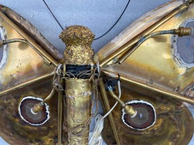 Jacques Duval Brasseur 1970 Illuminating Butterfly Coffee Table Brown Agates Style Duval Brasseur