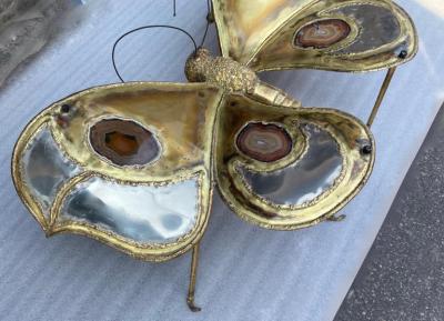 Jacques Duval Brasseur 1970 Illuminating Butterfly Coffee Table Brown Agates Style Duval Brasseur