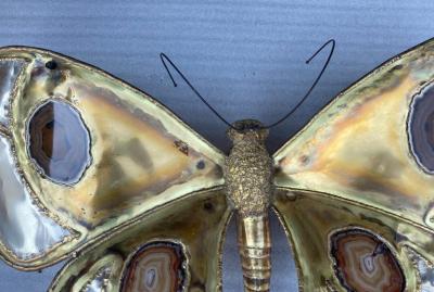Jacques Duval Brasseur 1970 Illuminating Butterfly Coffee Table Brown Agates Style Duval Brasseur