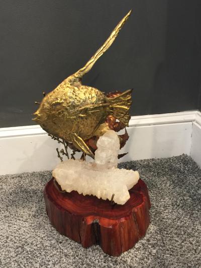 Jacques Duval Brasseur Quartz Crystal Fish Sculpture in the manner of Jacques Duval Brasseur