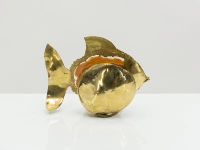 Jacques Duval Brasseur Unique Jacques Duval Brasseur brass agate stone lamp 1970s