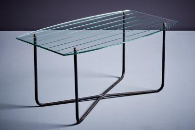 Jacques Hitier Jacques Hitier Coffee Table in Glass and Iron France 1950s