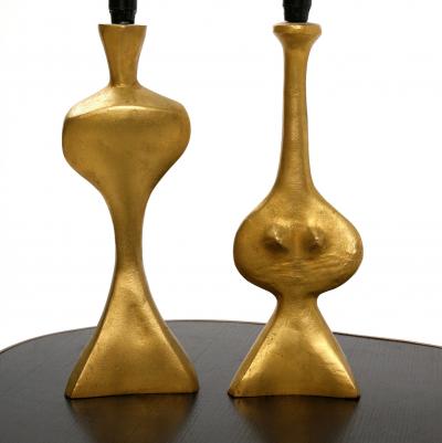 Jacques Jarrige Adam Eve Gold Plated Lamps by Jacques Jarrige