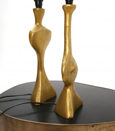 Jacques Jarrige Adam Eve Gold Plated Lamps by Jacques Jarrige