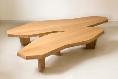 Jacques Jarrige Double Coffee Table in Oak by Jacques Jarrige