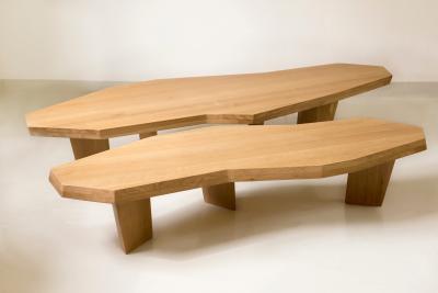 Jacques Jarrige Double Coffee Table in Oak by Jacques Jarrige