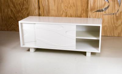 Jacques Jarrige Lacquered Sculpted Cabinet with Sliding Doors by Jacques Jarrige
