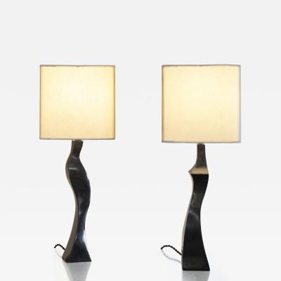 Jacques Jarrige Pair of sculptural table lamps Flame 