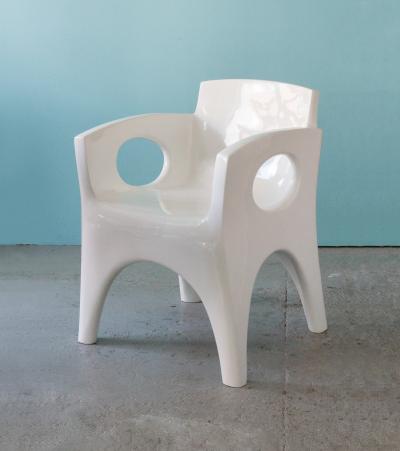 Jacques Jarrige Sculpted ARMCHAIRS by Jacques Jarrige in White Lacquer