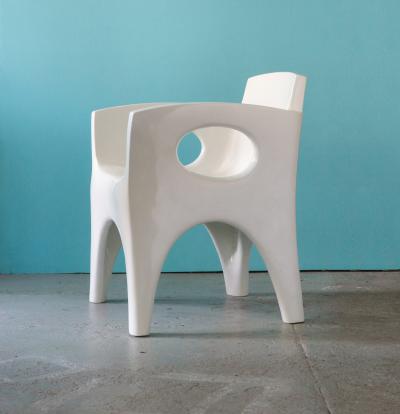 Jacques Jarrige Sculpted ARMCHAIRS by Jacques Jarrige in White Lacquer