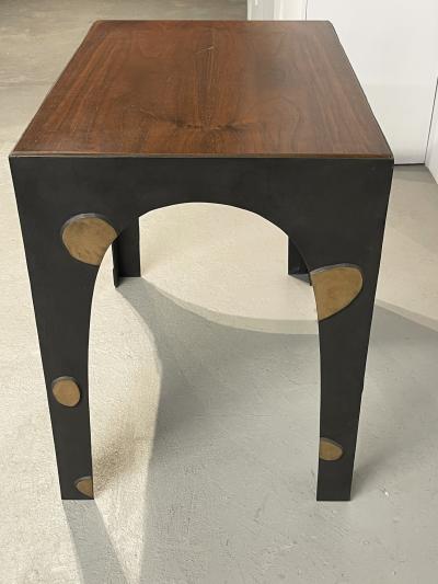Jacques Jarrige Small Desk or Occasional Table in Bronze and walnut