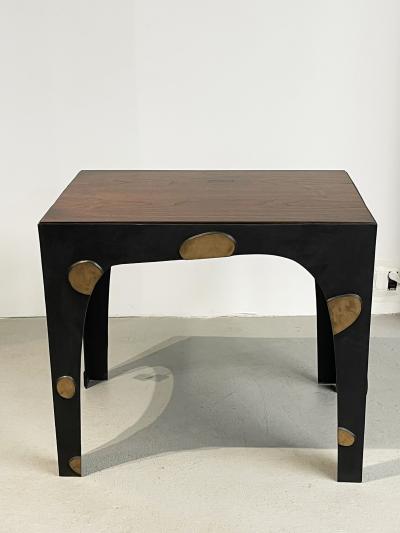 Jacques Jarrige Small Desk or Occasional Table in Bronze and walnut