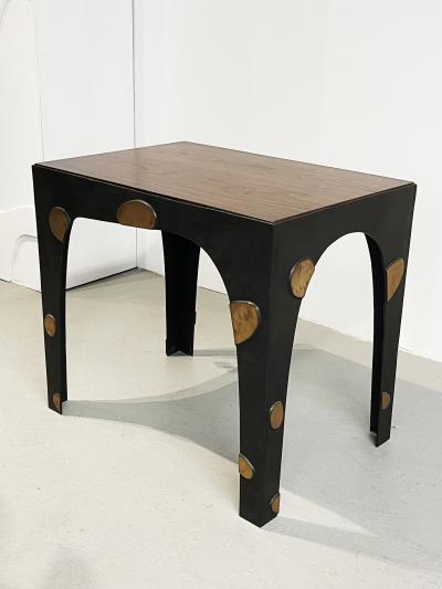 Jacques Jarrige Small Desk or Occasional Table in Bronze and walnut