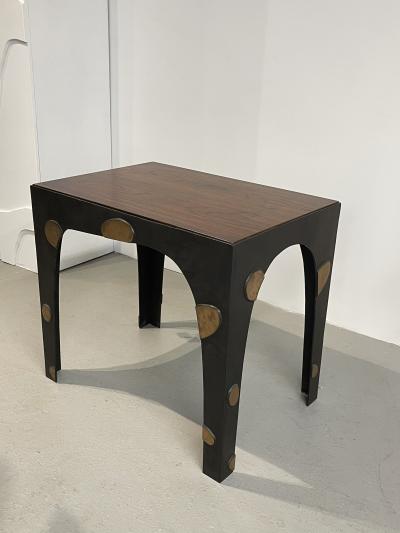 Jacques Jarrige Small Desk or Occasional Table in Bronze and walnut