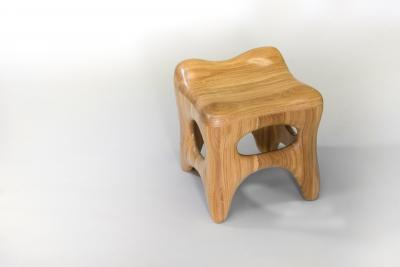 Jacques Jarrige Stool Sculpted in Oak by Jacques Jarrige