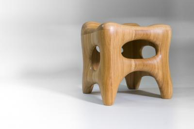 Jacques Jarrige Stool Sculpted in Oak by Jacques Jarrige
