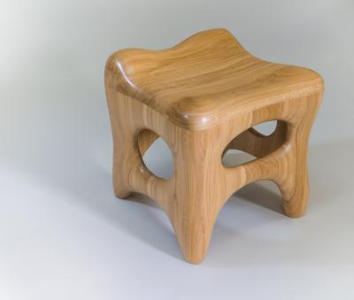 Jacques Jarrige Stool Sculpted in Oak by Jacques Jarrige