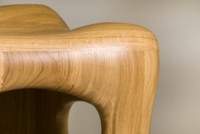 Jacques Jarrige Stool Sculpted in Oak by Jacques Jarrige