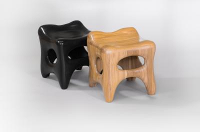 Jacques Jarrige Stool Sculpted in Oak by Jacques Jarrige
