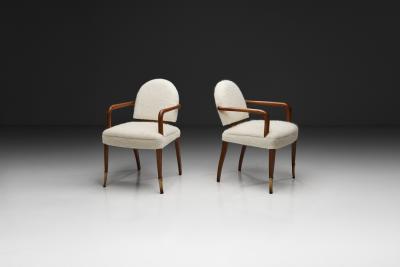 Jacques Lardin Bridge Style Armchairs in the manner of Jacques Lardin France ca 1940s