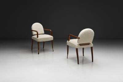 Jacques Lardin Bridge Style Armchairs in the manner of Jacques Lardin France ca 1940s
