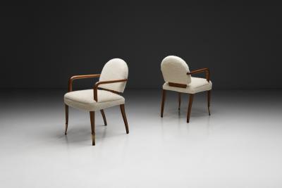 Jacques Lardin Bridge Style Armchairs in the manner of Jacques Lardin France ca 1940s