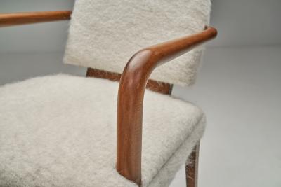 Jacques Lardin Bridge Style Armchairs in the manner of Jacques Lardin France ca 1940s