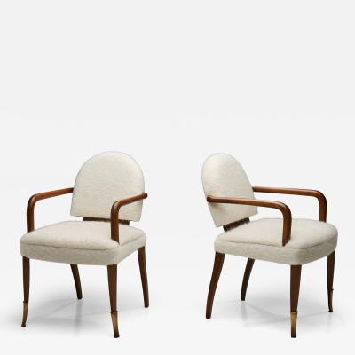 Jacques Lardin Bridge Style Armchairs in the manner of Jacques Lardin France ca 1940s