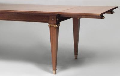 Jacques Lardin French 1940s Mahogany and Brass Trimmed Extension Dining Table