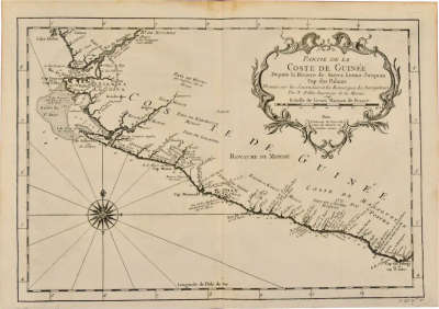 Jacques Nicolas Bellin West Coast of Africa Guinea Sierra Leone An 18th Century Map by Bellin