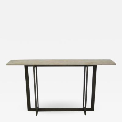 Jacques Quinet 2 French Mid Century Modern Style Wrought Iron Consoles Style of Jacques Quinet