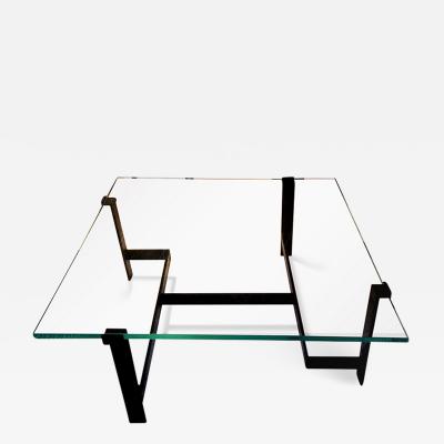 Jacques Quinet Coffee Table Model No 15254 with Minimalist Iron Frame by Jacques Quinet