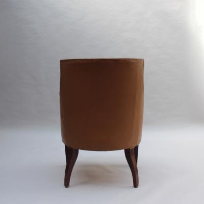 Jacques Quinet Fine French 1950s Mahogany and Leather Armchair by Jacques Quinet
