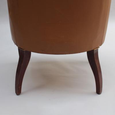 Jacques Quinet Fine French 1950s Mahogany and Leather Armchair by Jacques Quinet