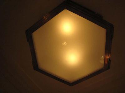Jacques Quinet Four Large Solid Brass Hexagonal Fixtures in the Manner of Jacques Quinet