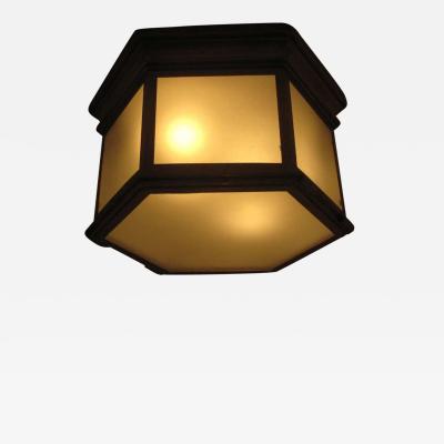 Jacques Quinet Four Large Solid Brass Hexagonal Fixtures in the Manner of Jacques Quinet
