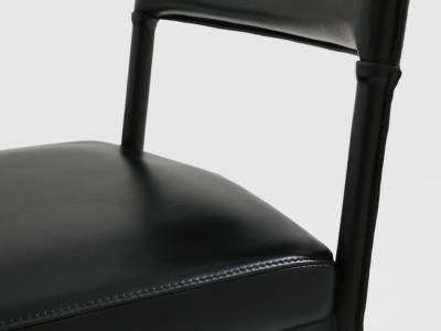 Jacques Quinet Jacques Quinet pair of saddle stitched leather brass side chairs 1950