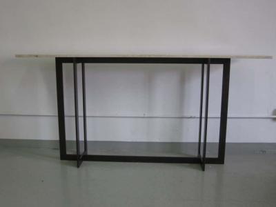 Jacques Quinet Large French Mid Century Modern Bronzed Iron Stone Console Jacques Quinet