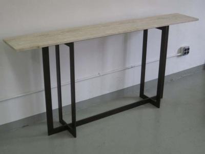 Jacques Quinet Large French Mid Century Modern Bronzed Iron Stone Console Jacques Quinet