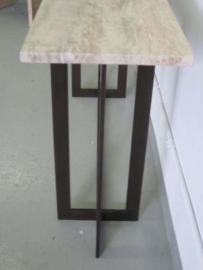 Jacques Quinet Large French Mid Century Modern Bronzed Iron Stone Console Jacques Quinet